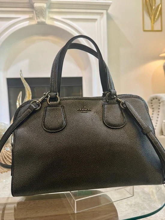 Coach Black Pebbled Leather Satchel with Detachable Strap - Picture 11 of 16
